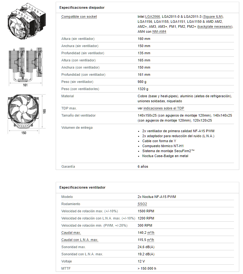 Haga clic en la imagen para ver una versión más grande  Nombre:	NOCTUA especificaciones.PNG Visitas:	1 Size:	131,2 KB ID:	215117